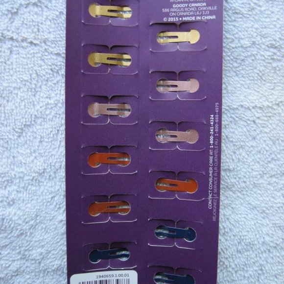 12 Goody Medium Painted Metal Snap Hair Clips Contour Sparkly Gold Pink Blue - Picture 7 of 7